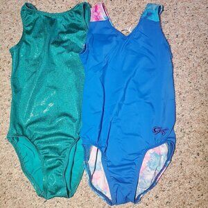 GK Elite Gymnastics leo girls Large / Blue and Green Child Large Dance, Ballet